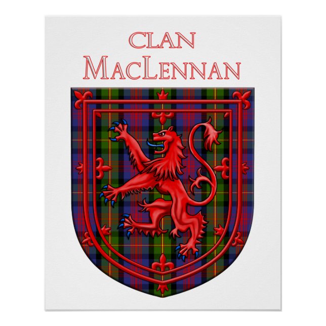Poster MacLennan Tartan Scottish Plaid Lion Rampant (Devant)