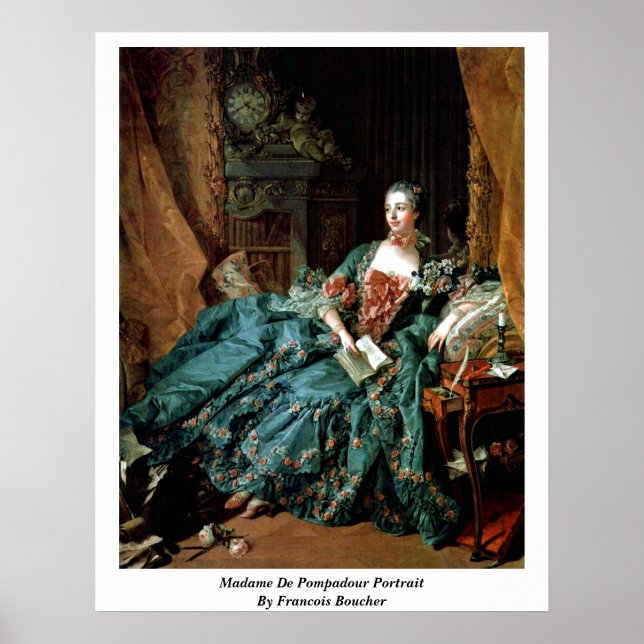 Poster Madame De Pompadour Portrait By Francois Boucher (Devant)