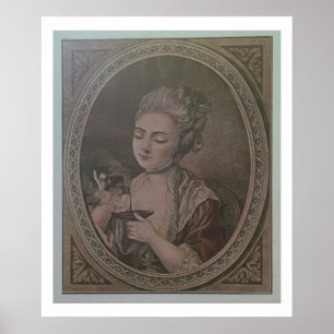 Poster Madame Drinking Chocolate (litho de couleur)