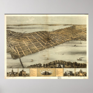 Poster Madison WI 1867 Carte panoramique antique