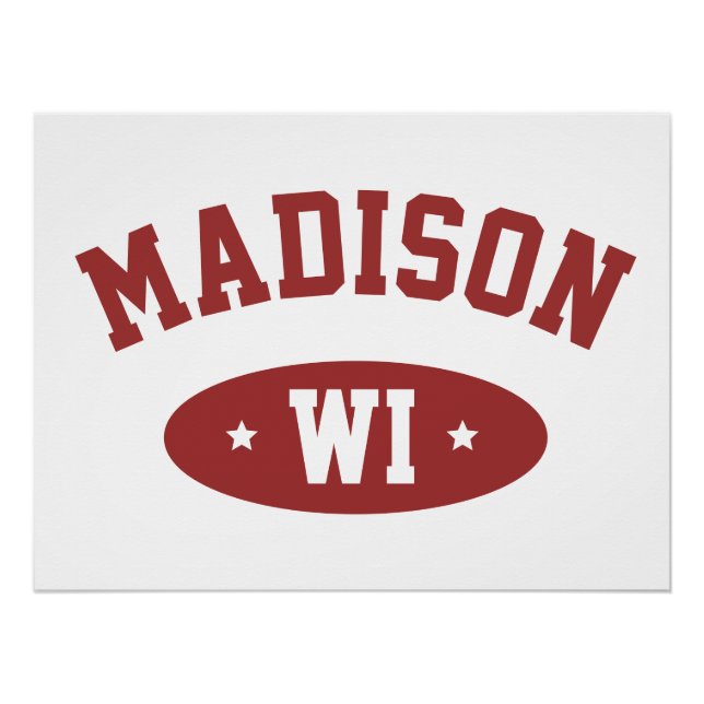 Poster Madison Wisconsin Retro Sporty Typography Wall Art (Devant)