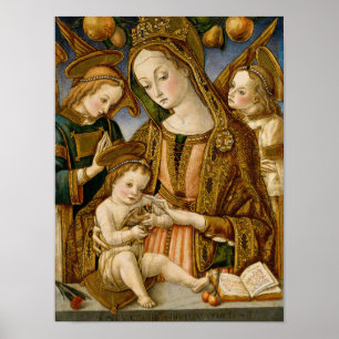 Poster Madonna et enfant avec deux anges