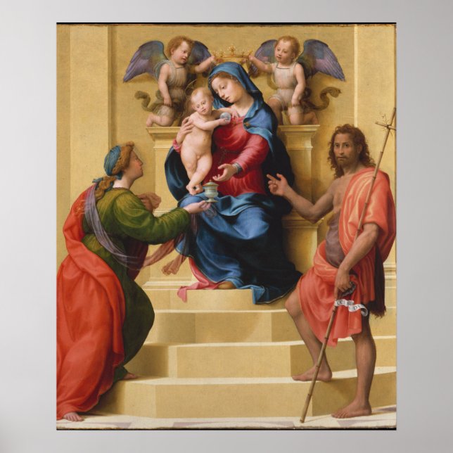 Poster Madonna et l'enfant intronisés avec les saints Mar (Devant)