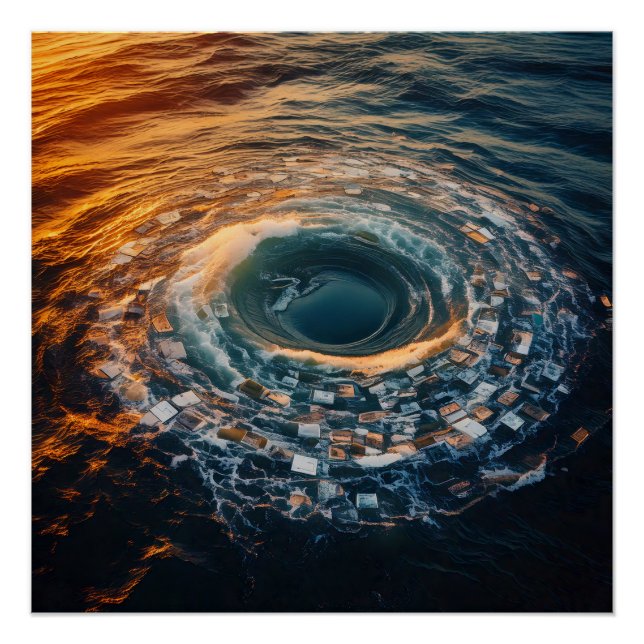 Poster Maelstrom surréaliste de l'océan des souvenirs (Devant)