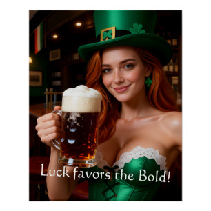 Poster Maeve au corset émeraude Irish Pub St Patrick's Da