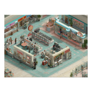 Poster Magasin de Rétro Isométrique en Pixel Art