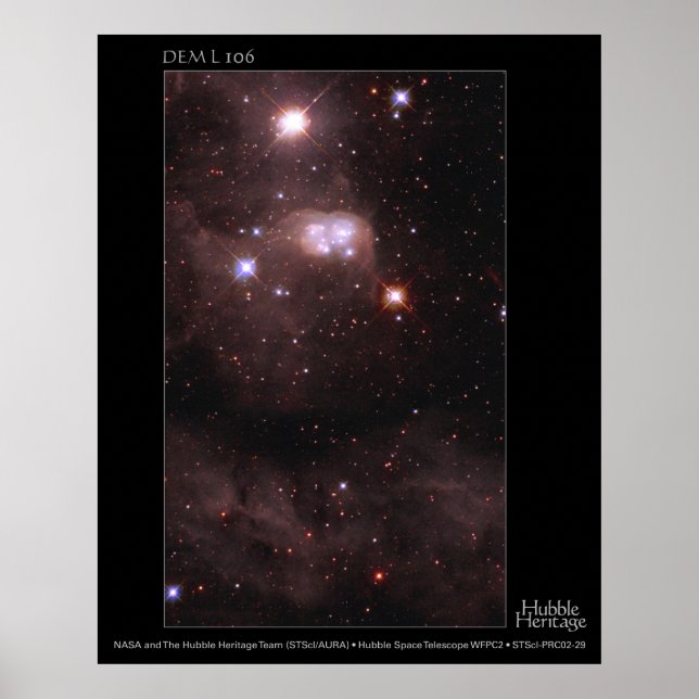 Poster Magellanic Cloud DEM L 106 Hubble Telescope (Devant)