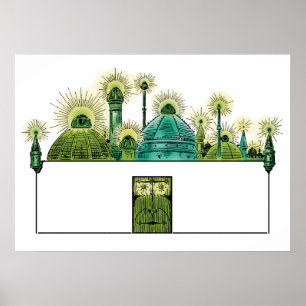 Poster Magicien d'Oz vintage, la ville verte