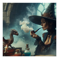 Magicien Sorcière Dragon Fantasy Art