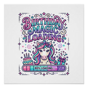 Poster Magie d'anniversaire de licorne Chargement Marketp