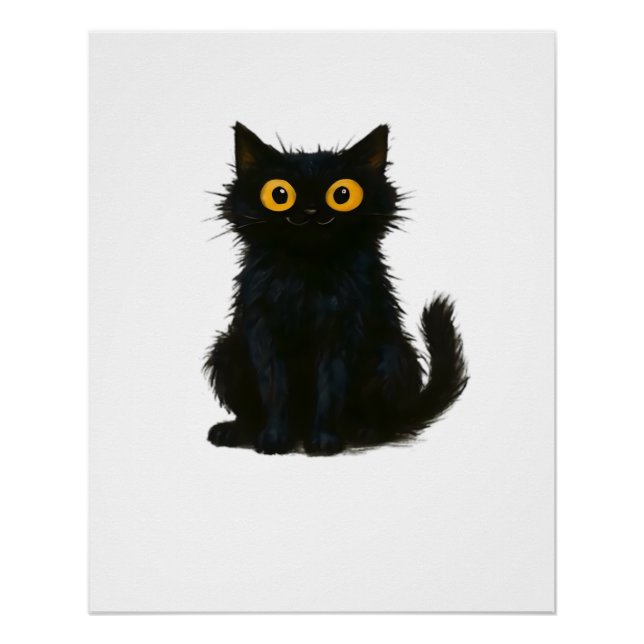 Poster Magie de chat noir � Art de chat Halloween mignon  (Devant)