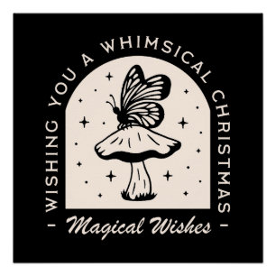 Poster Magie Whimsical Noël sorcière souhaite noir