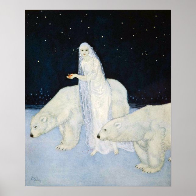 Poster magique de l'ours polaire en hiver Imprimer (Devant)
