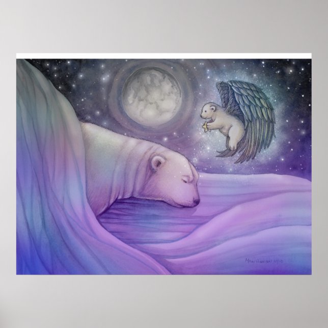 Poster magique Ours polaire et Ange (Devant)