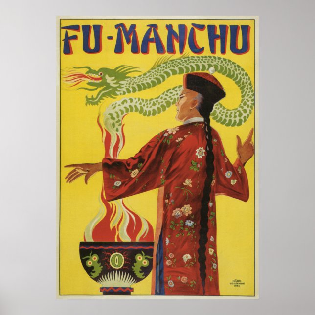 Poster magique vintage, Magicien Fu-Manchu (Devant)