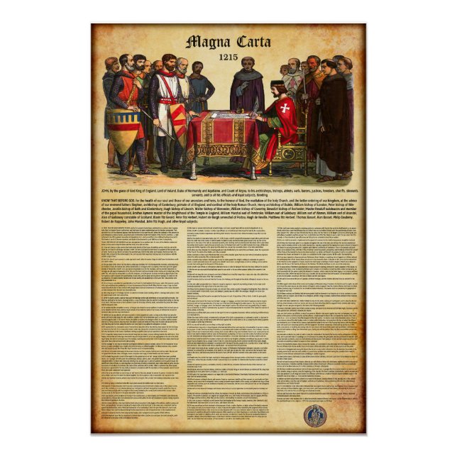 Poster MAGNA CARTA 1215 - Texte anglais (Devant)