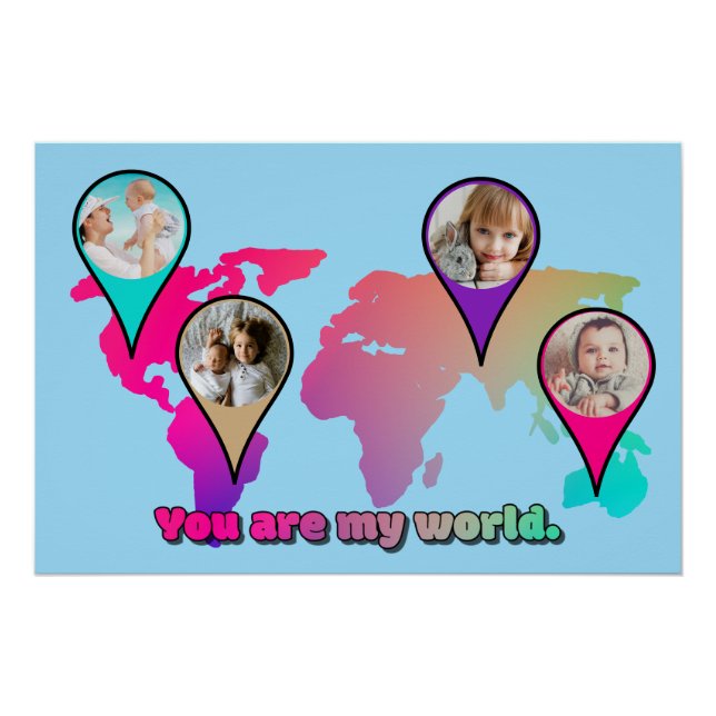 Poster Magnifique Multicolor World Map Photo Collage (Devant)