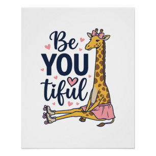 Poster Magnifique T-Shirt Vintage Roller Skate Girafe Soi