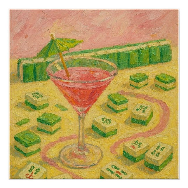 Poster Mahjong Chic Peinture Cocktail  (Devant)