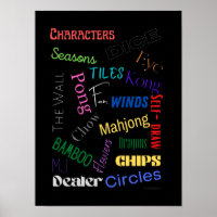 Poster Mahjong Words avec Arrière - plan noir