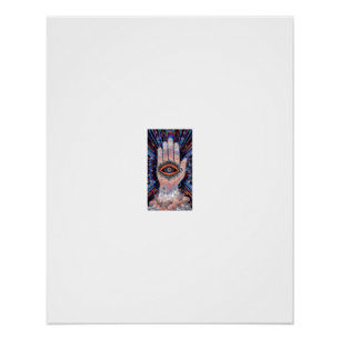Poster Main de Hamsa Œil Éclatement de Rayons Stellaires