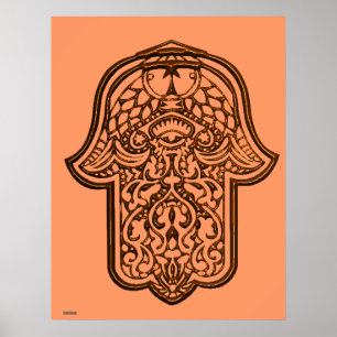 Poster Main de henné de Hamsa (orange)