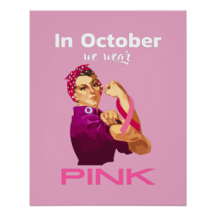 Poster Main en Octobre nous portons Pink Rosie le riveter