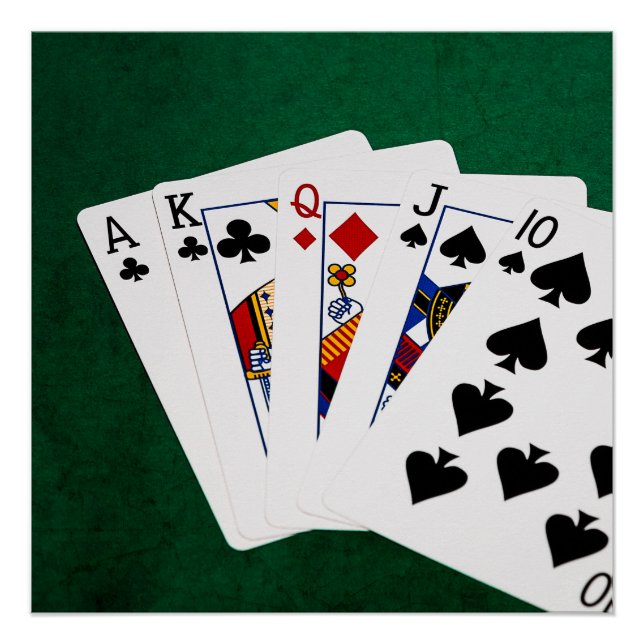Poster Mains De Poker - Droite - Ace À Dix (Devant)