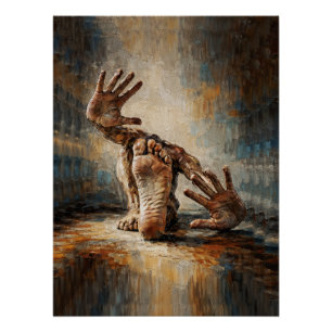 Poster Mains et pieds rampants surréalistes expressifs