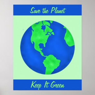 Poster Maintenez-le art vert d'environnement de la terre