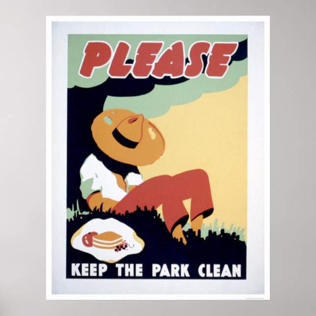 Poster Maintenez le parc propre WPA 1937 (Devant)