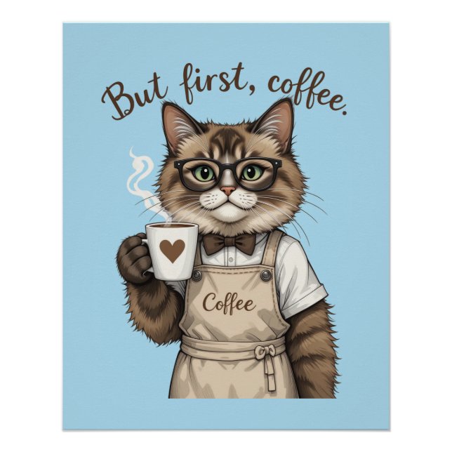 Poster Mais d'abord, chat café (Devant)