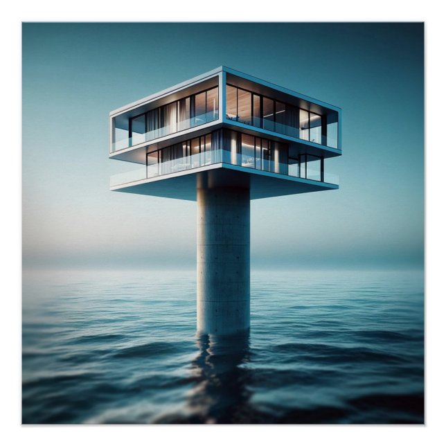 Poster Maison à pôle d'eau de mer (Devant)