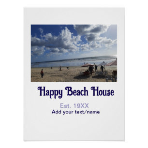 Poster Maison de plage établie. Ajouter année photo latit
