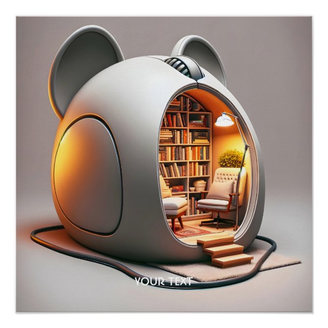 Poster Maison de souris ordinateur mignonne Imaginaire (Devant)