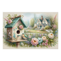 Maison d'oiseaux Cottagecore avec Jardin Floral