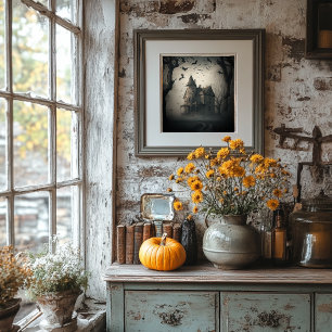 Poster Maison Hantée - Halloween Éffrayant Imprime