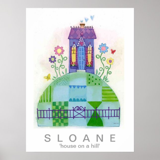 Poster maison sur une colline (Devant)