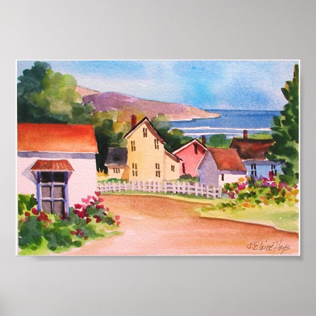 Poster Maisons du village avec vue sur l'océan (Devant)