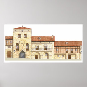 Poster Maisons traditionnelles. Santillana Del Mar