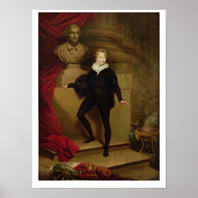 Poster Maître Betty comme Hamlet avant un buste de Shakes (Devant)
