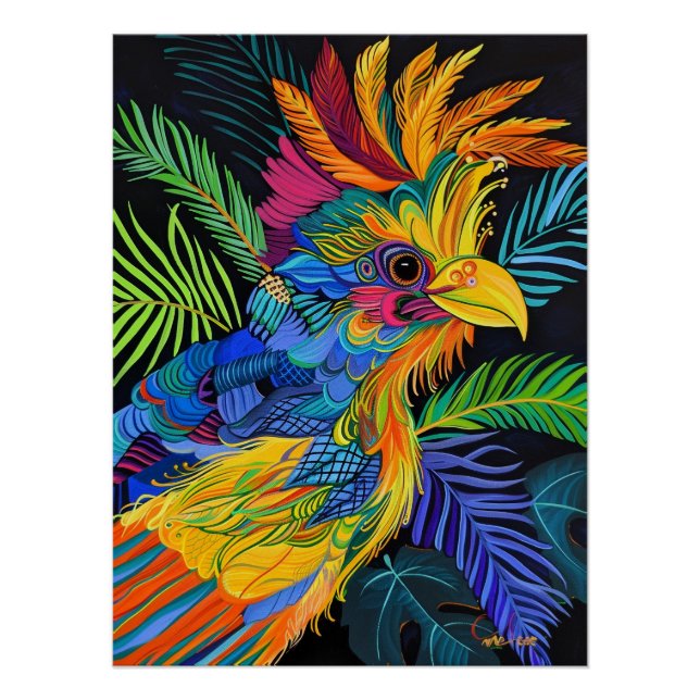 Poster Majesté néon dans les ombres tropicales (Devant)