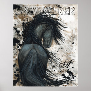 Poster Majestic Friesian Black Stallion Horse par BiHrLe