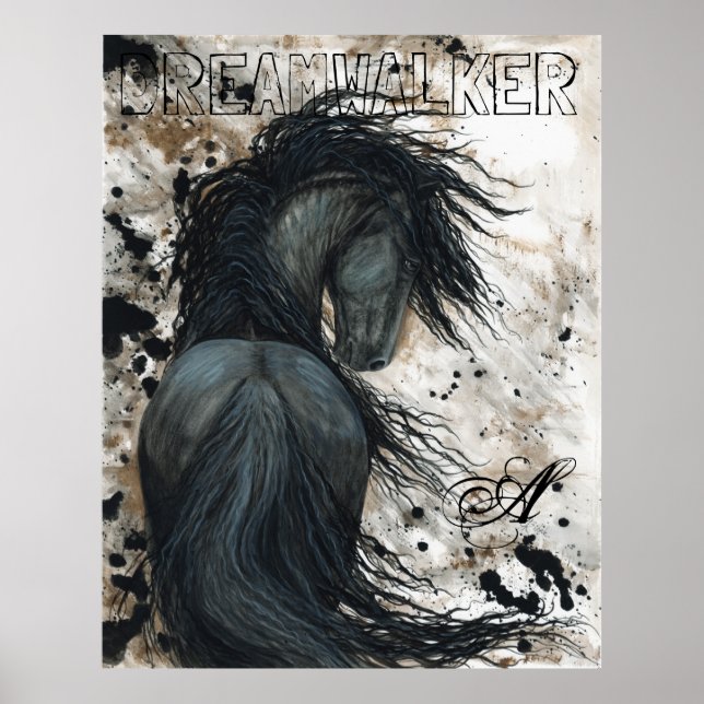 Poster Majestic Friesian Black Stallion Horse par BiHrLe (Devant)