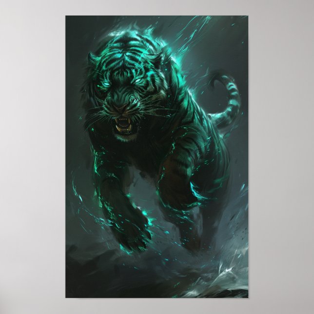 Poster Majestic Green Tiger Portrait (Devant)