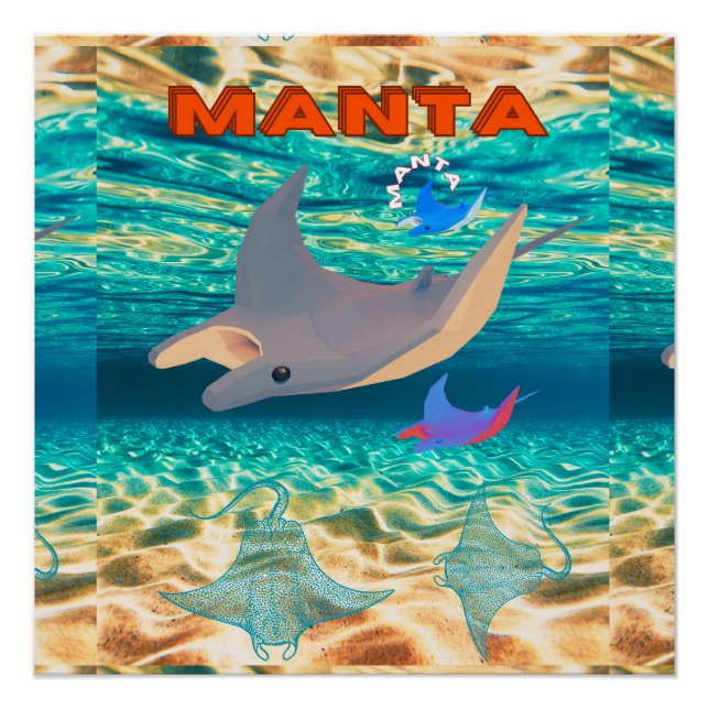 Poster Majestic Manta Ray Design, Majesté océanique (Devant)