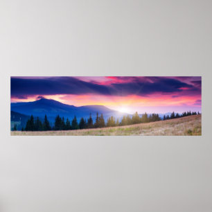 Poster Majestic mountains landscape under morning sky