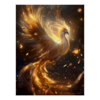Majestic Phoenix se lève dans les flammes d'or