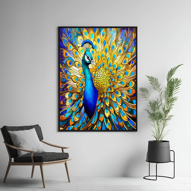 Poster Majestic Vernis Peacock Style Art Nouveau (Créateur téléchargé)