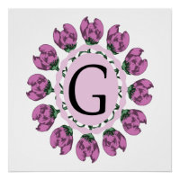 Majuscule G monogramme floral